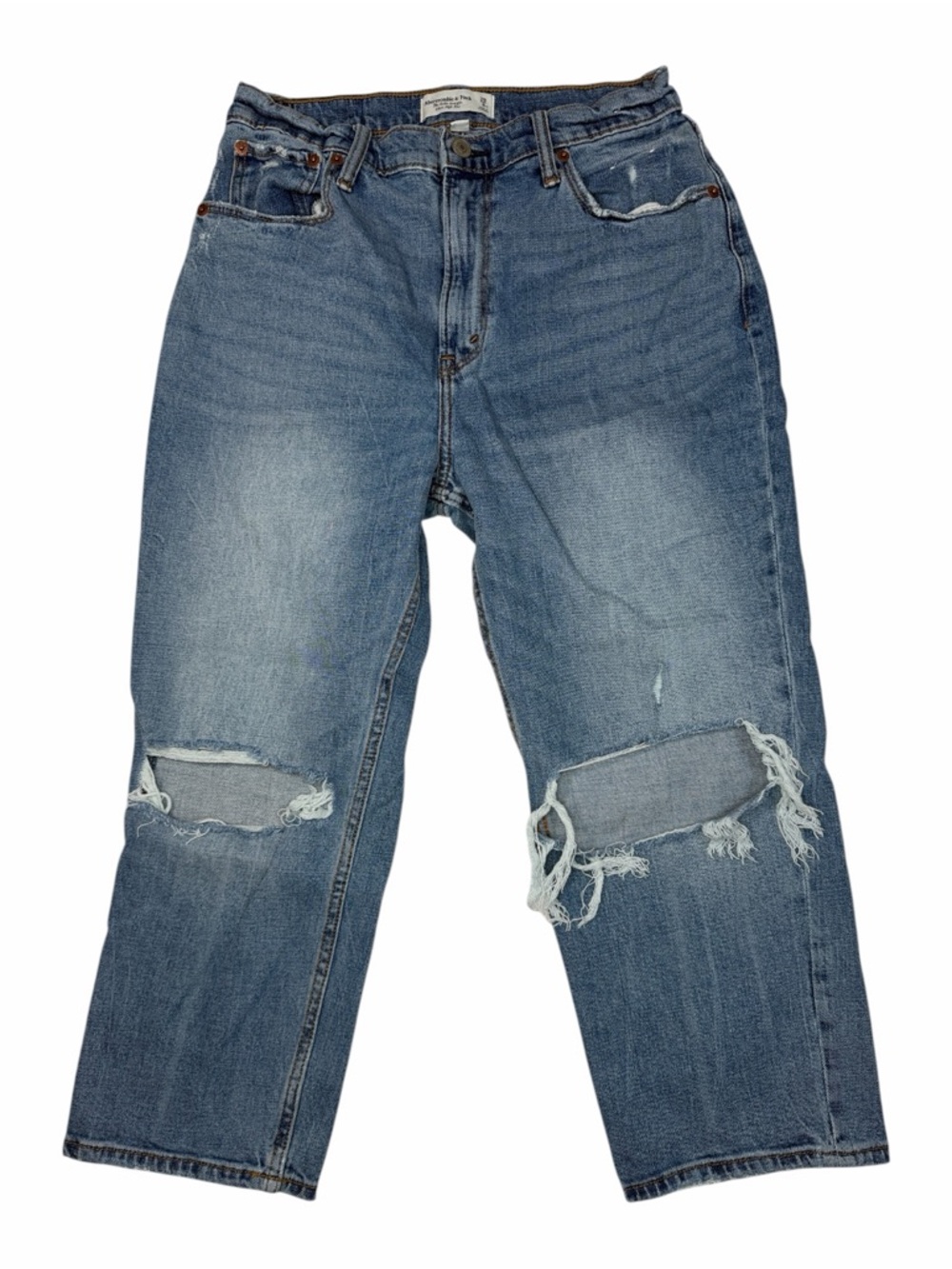 Abercrombie & Fitch Distressed The Ankle Straight Ultra High Rise Curve Love 8XS
